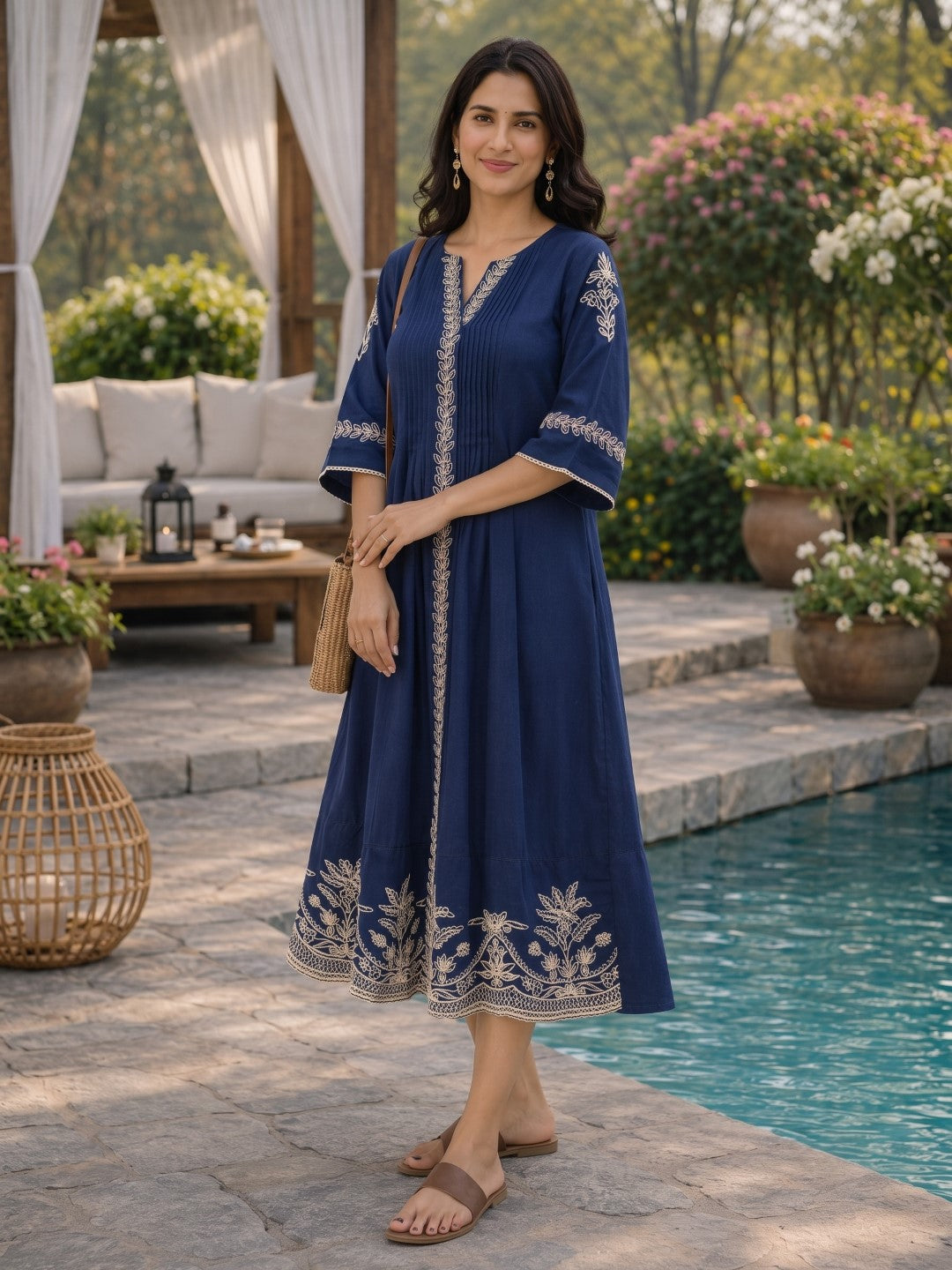 Slopi dodger embroidery cotton dress