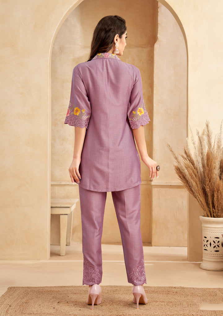 Asmi Orchid Embroidered Co-ord Set