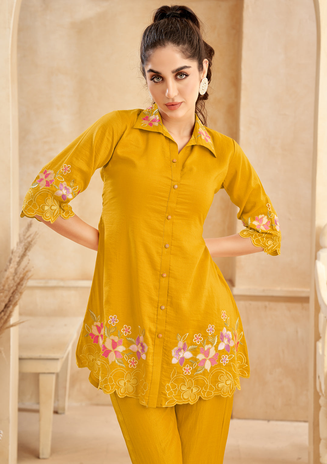 ASMI AMBER EMBROIDERED CO-ORD SET