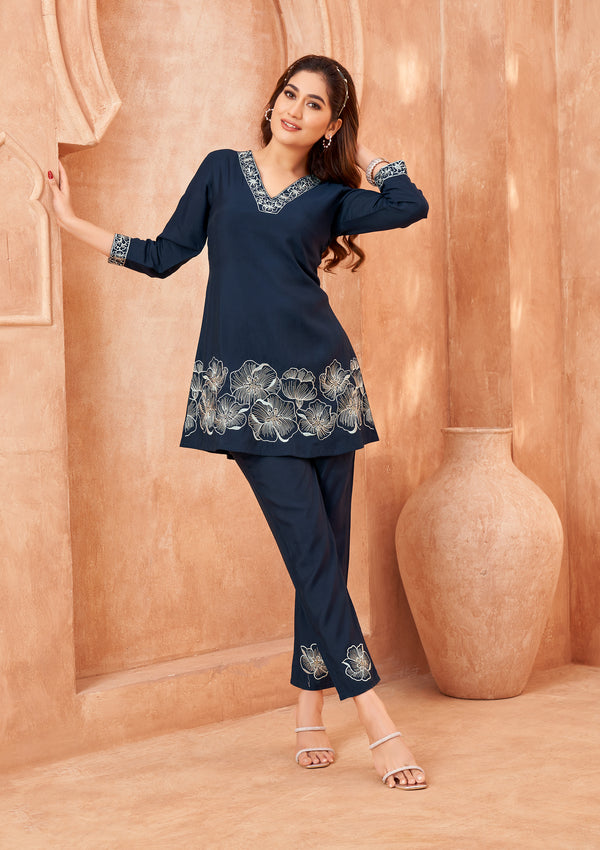 Darika Azure Embroidered Co-ord Set