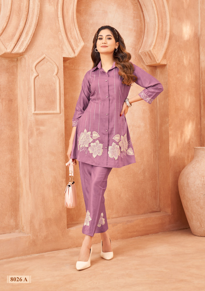 Darika Orchid Embroidery Co-ord Set