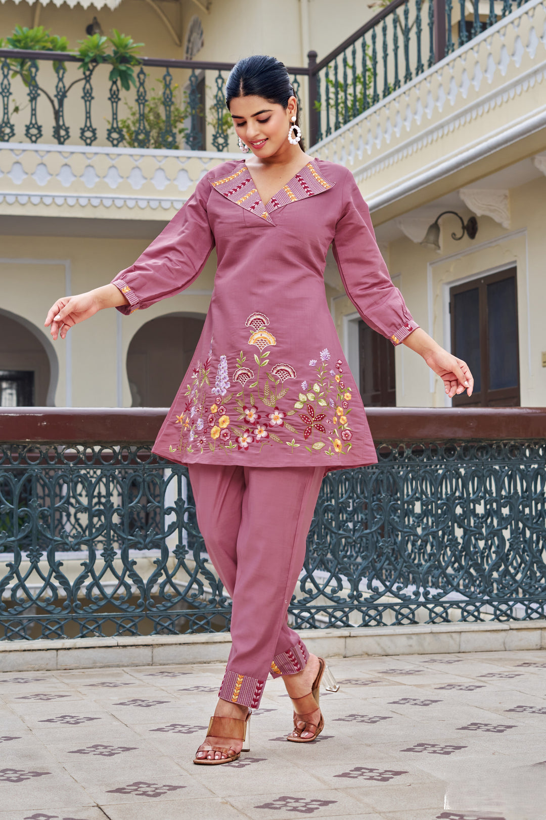 Darika cherry embroidery co-ord set