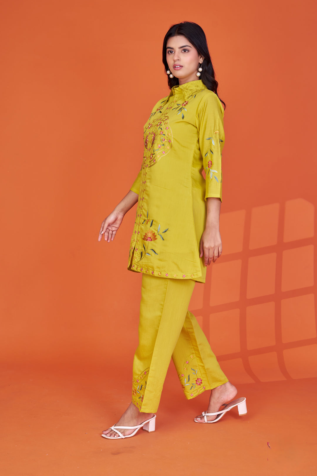 Darika Canary Embroidery Co-ord Set