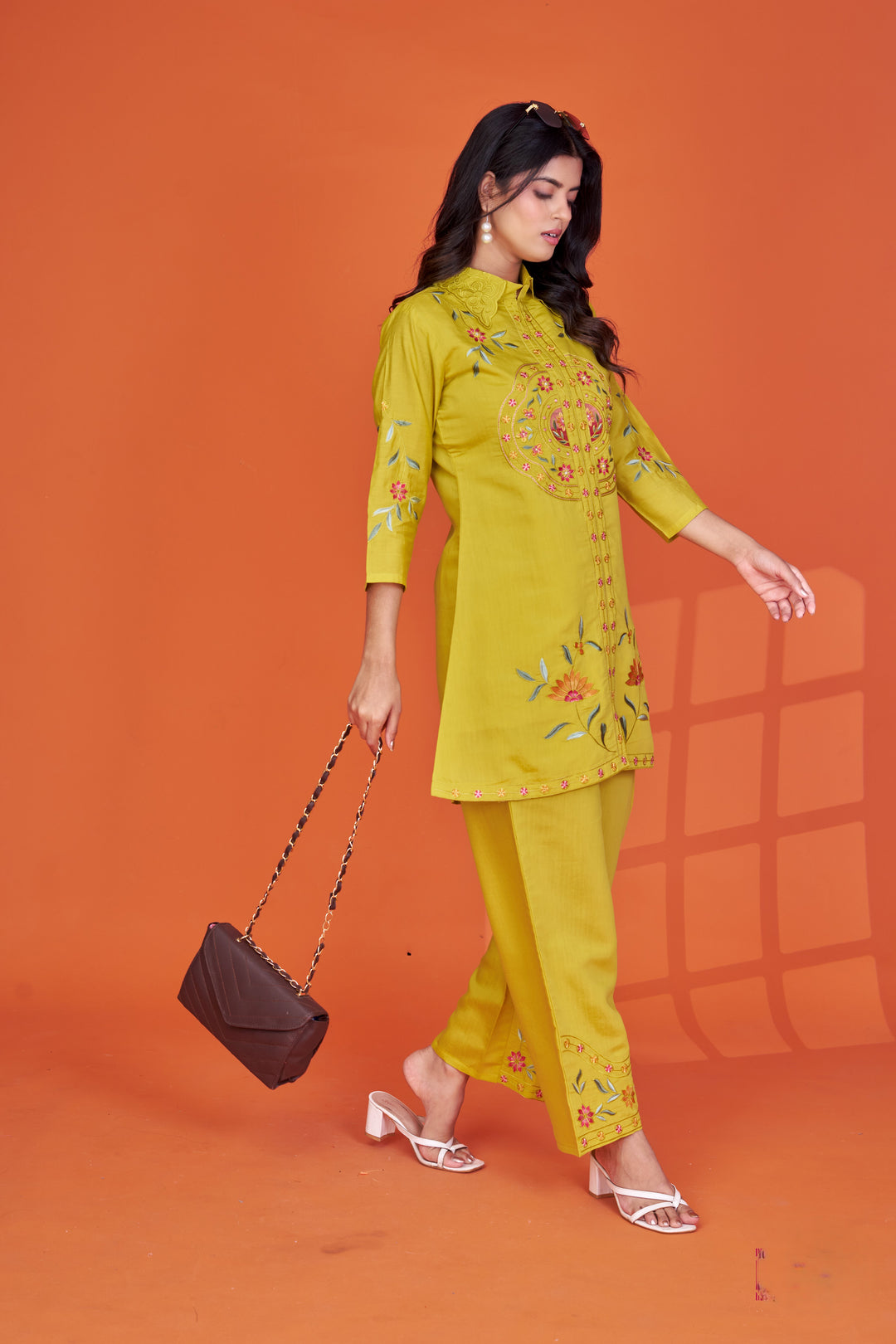 Darika Canary Embroidery Co-ord Set