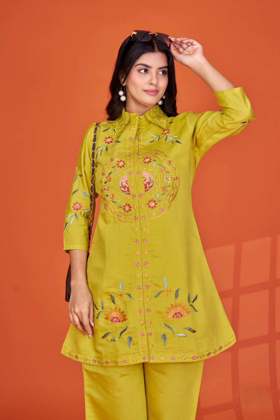 Darika Canary Embroidery Co-ord Set
