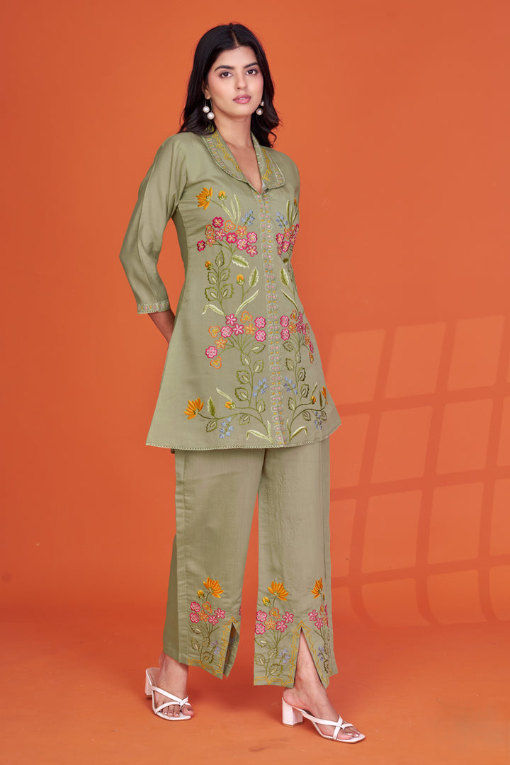 Darika Sage embroidery co-ord set