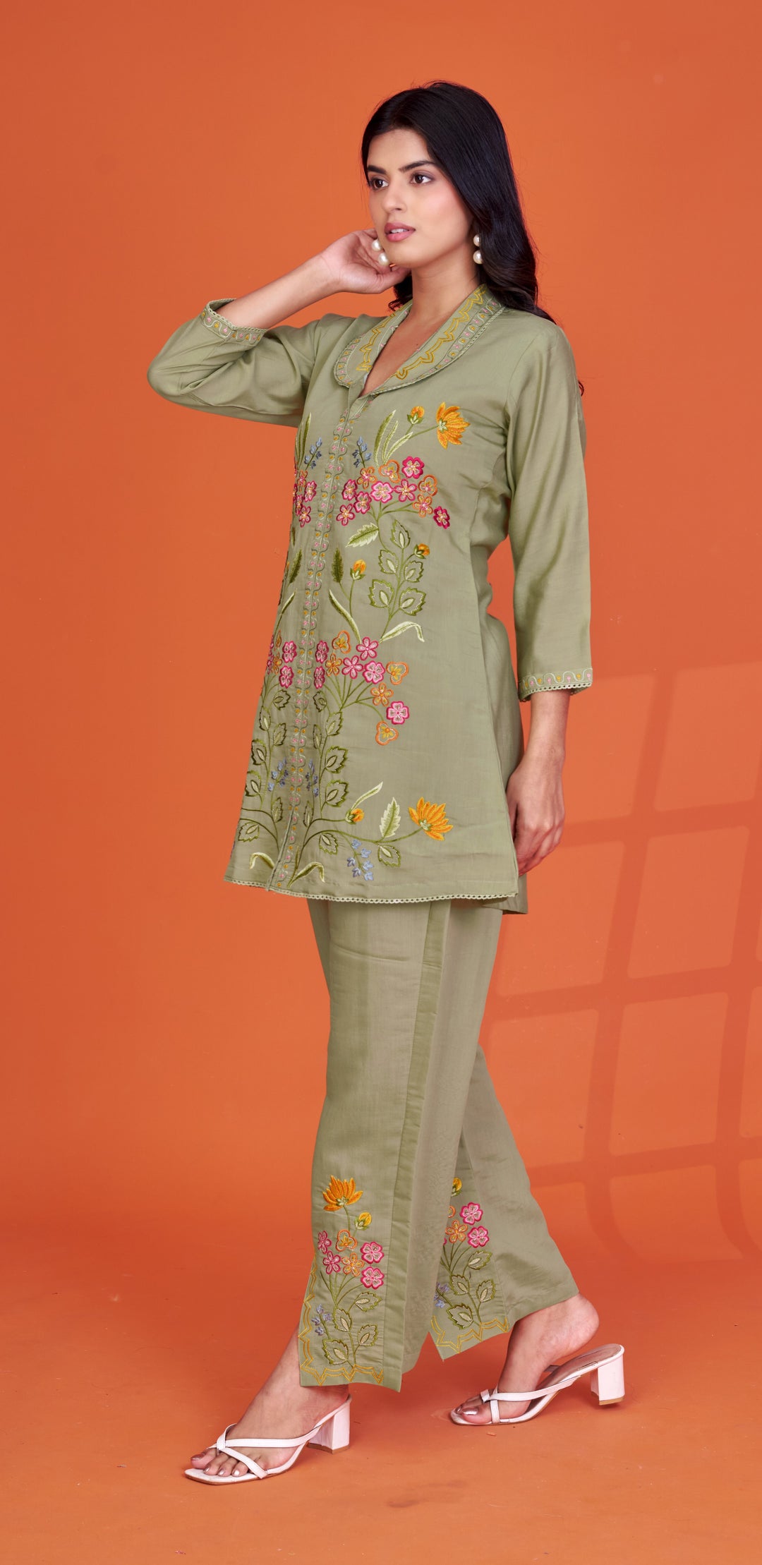 Darika Sage embroidery co-ord set