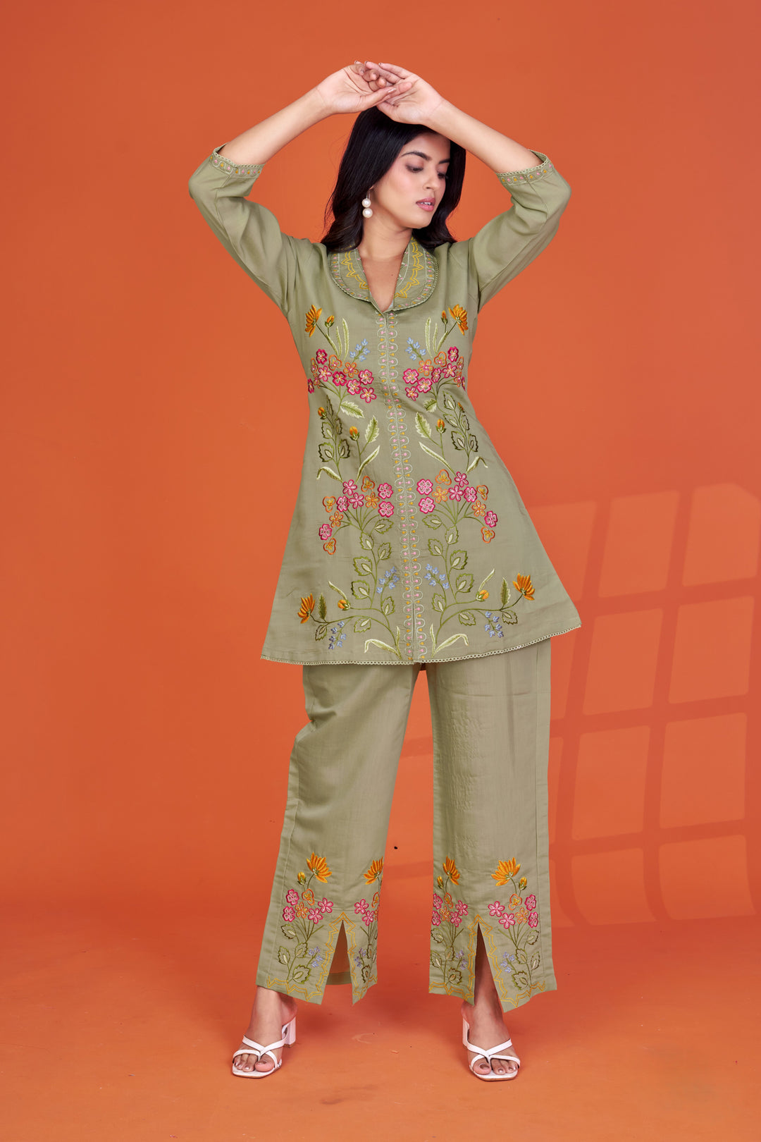 Darika Sage embroidery co-ord set