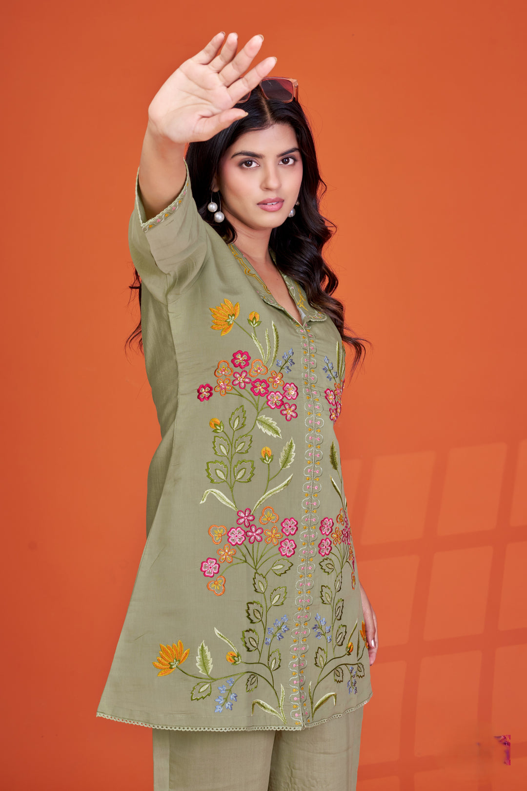 Darika Sage embroidery co-ord set