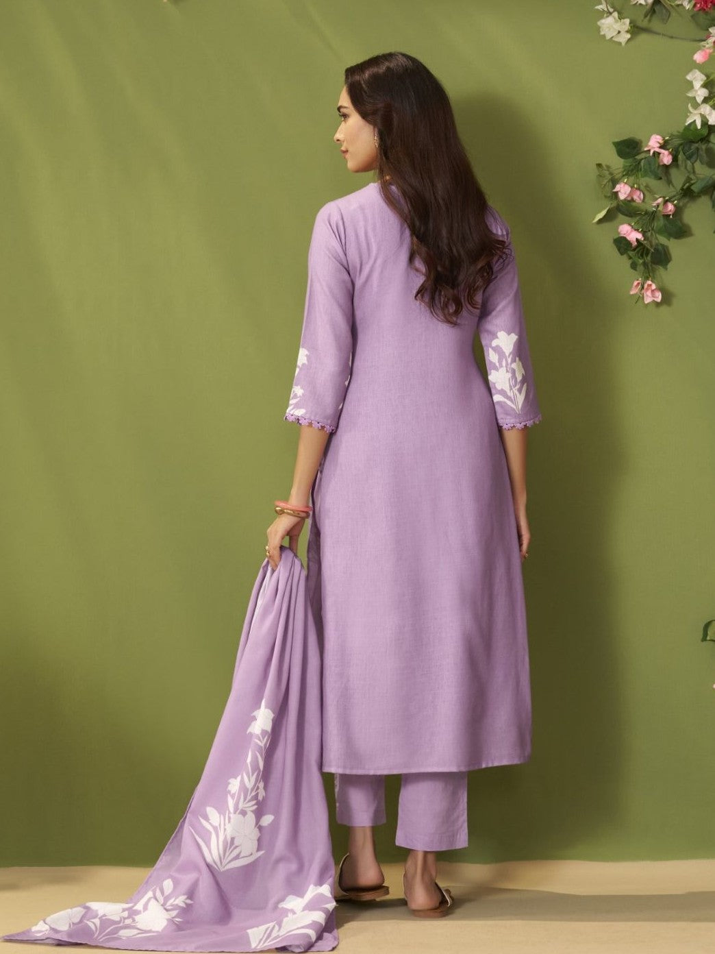 Itrh amethyst cotton linen suit set