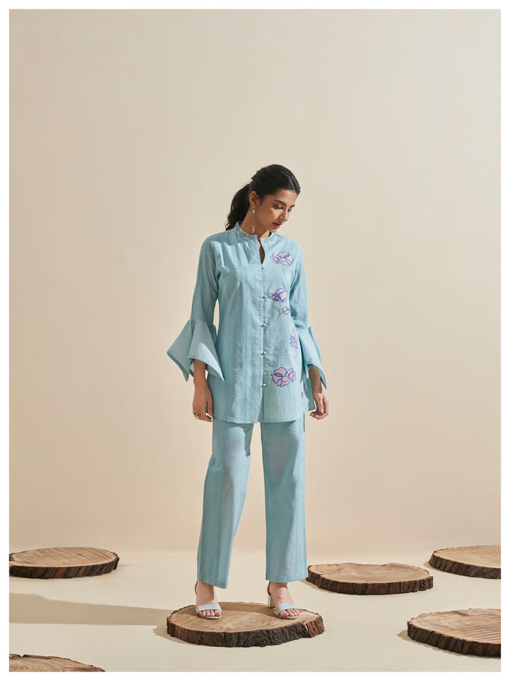 Cleo Softblue Schiffli Cotton Co-ord Set