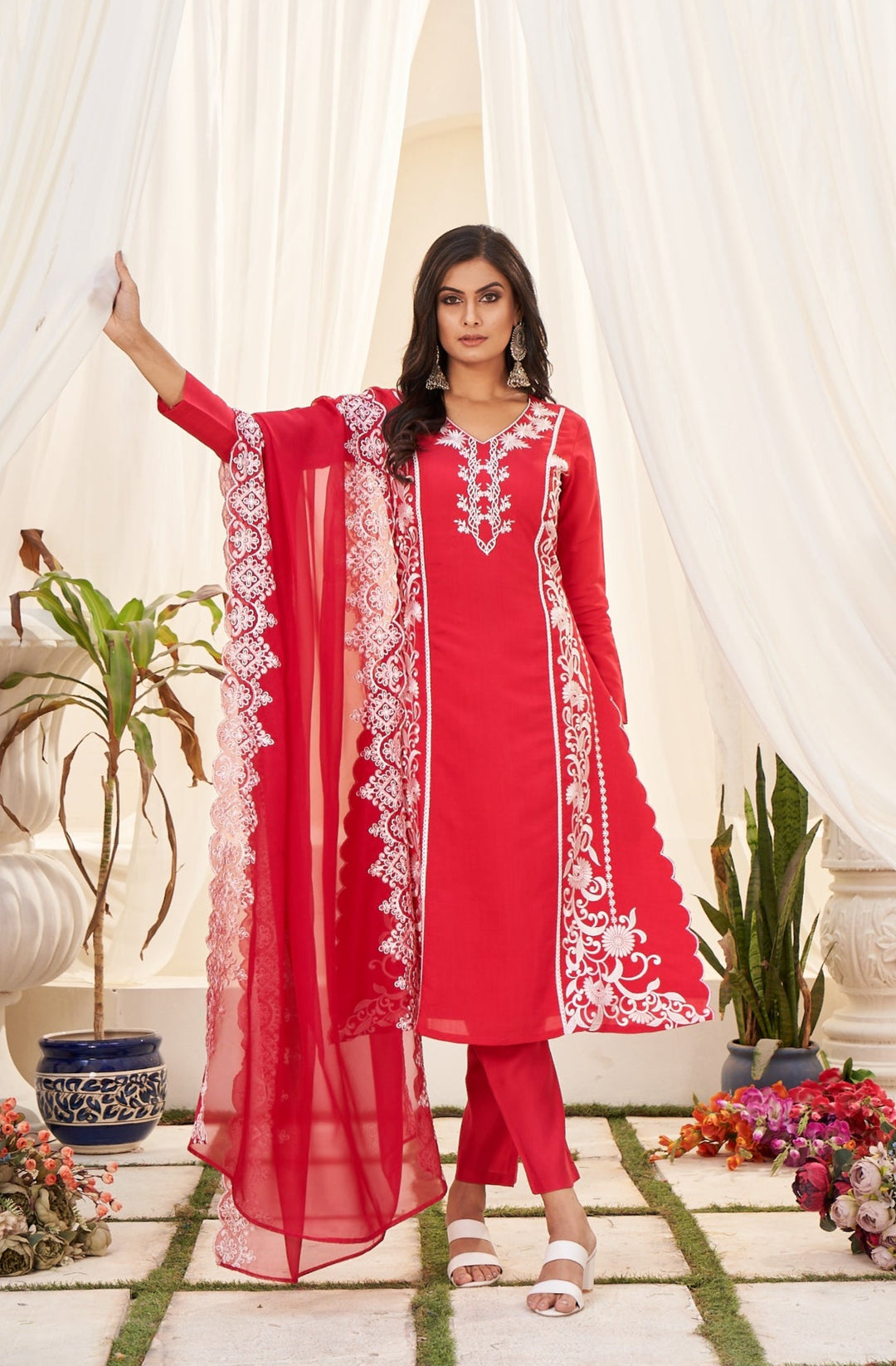 Shafia Red Pakistani Suit Set