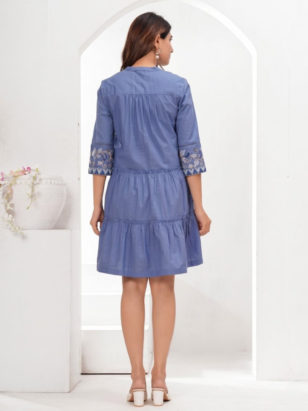 Slopi Spruce Embroidery Cotton Dress