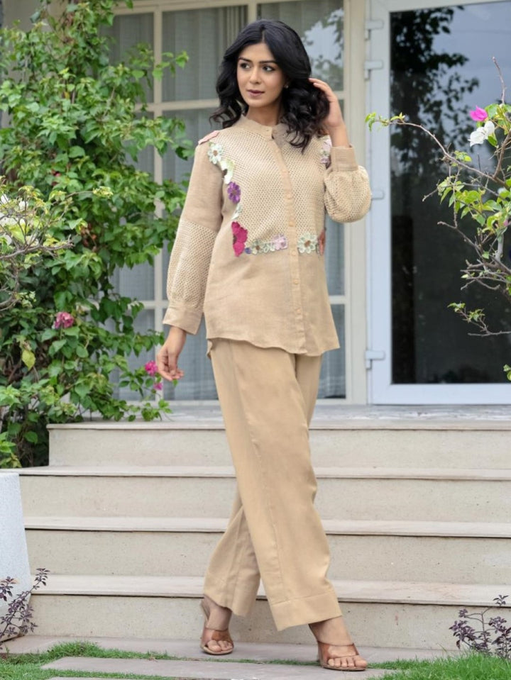Opela Tan embroidery Co-ord Set
