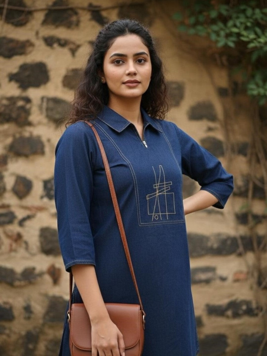 Prisha serul embroidery denim co-ord set