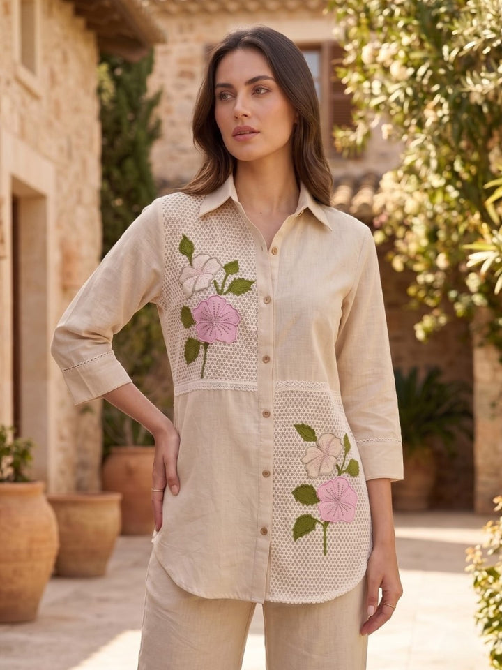 Hiral Pecan Embroidery Co-Ord Set