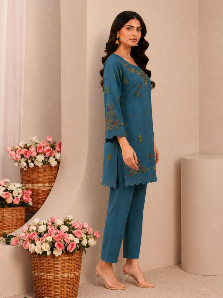 Mayuri Glacier Schiffili Embroidered Co-ord Set