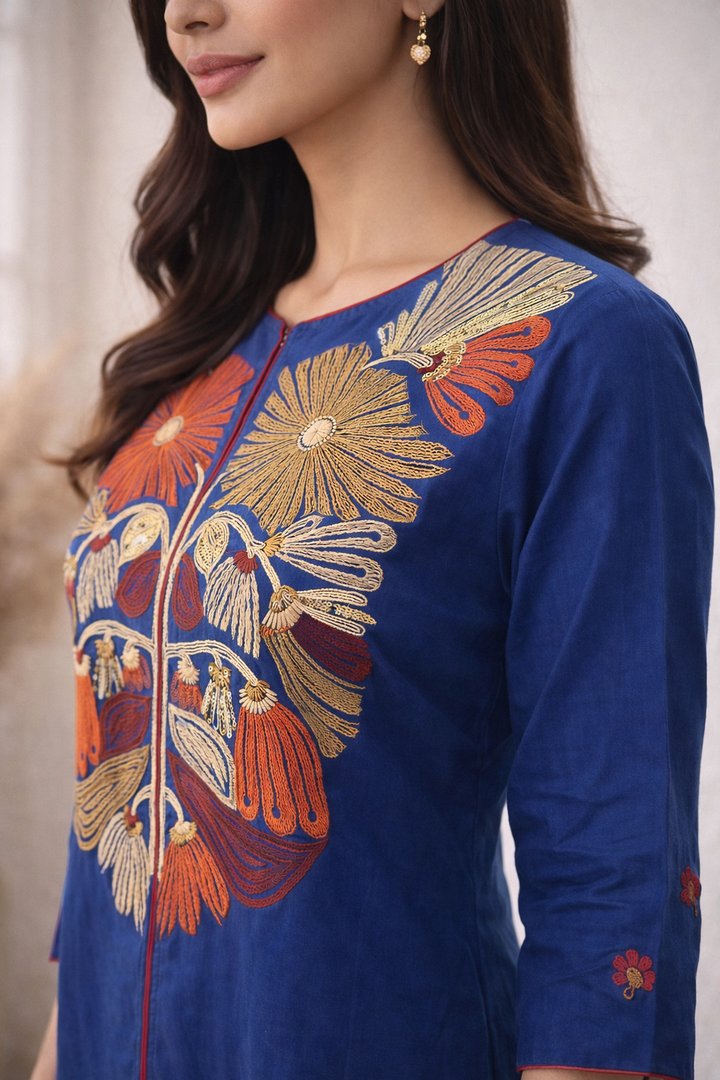 Viyona Ink Embroidered Suit Set