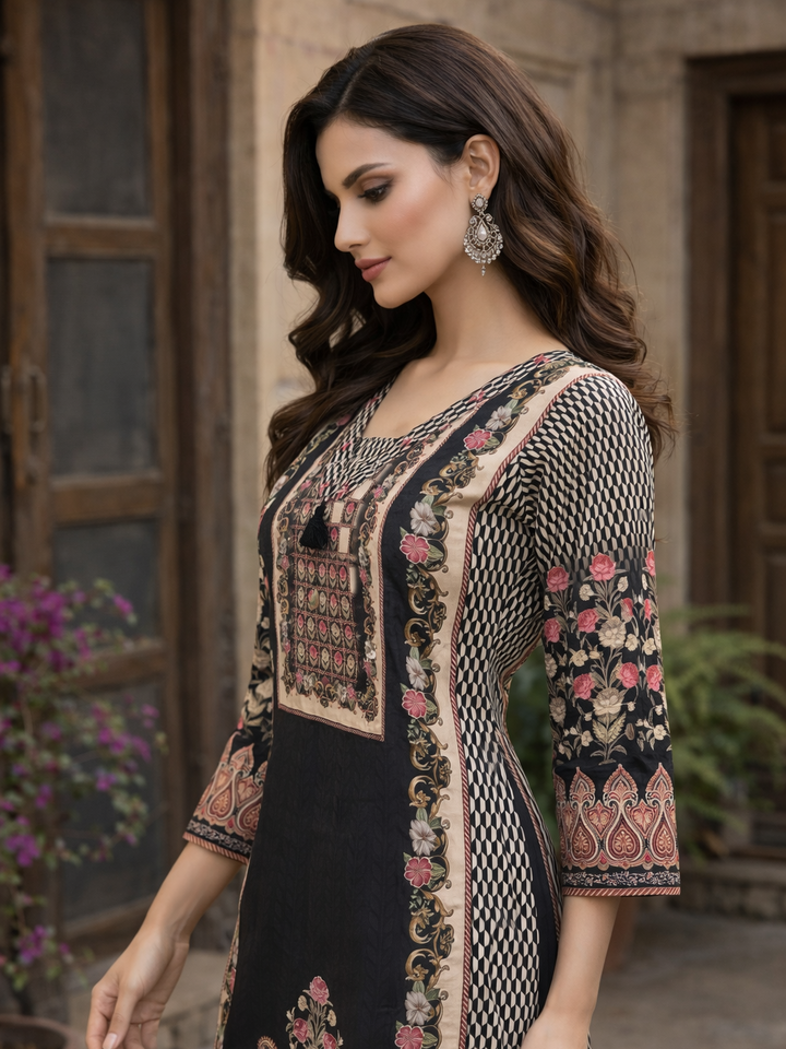Reet Coal Printed Suit Set