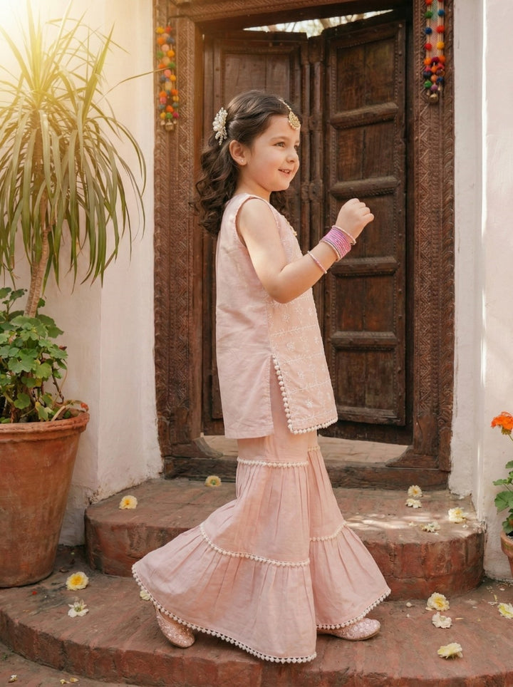 Joy taffy embroidery kids cotton suit set