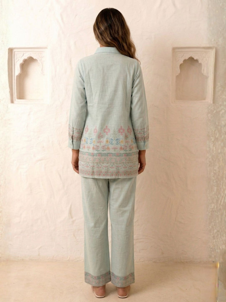 Benisha spruce schiffli cotton co-ord set