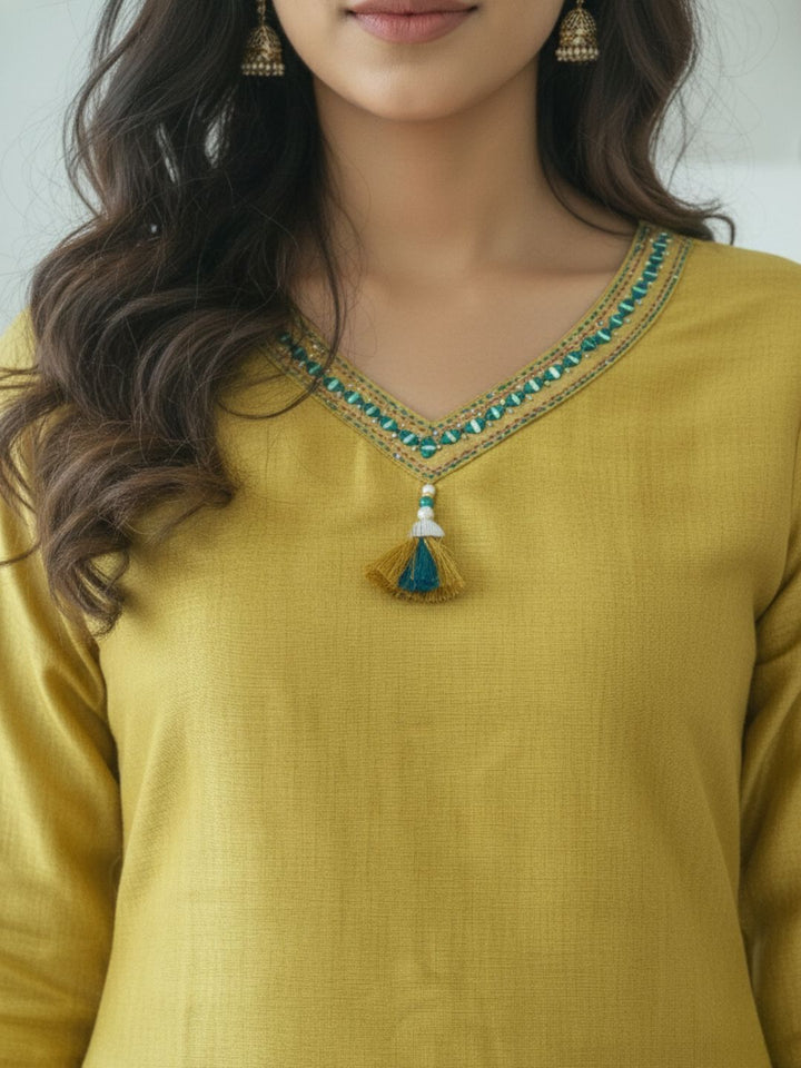 Reet Gold Printed Work Suit Set