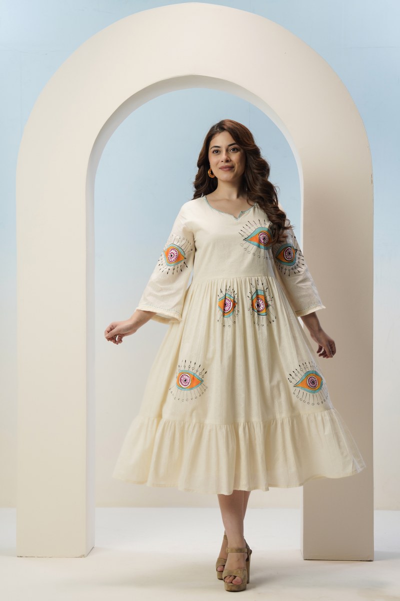 Tatva evil eye embroidery cotton dress