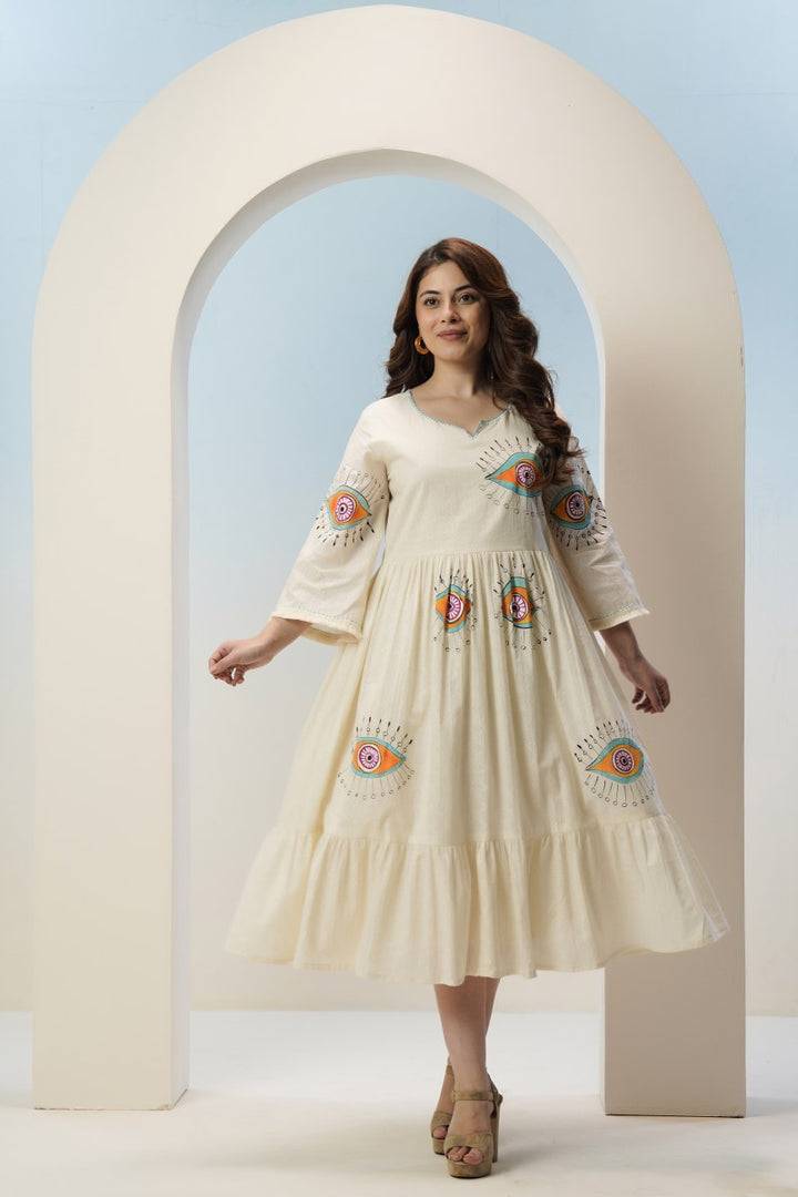 Tatva evil eye embroidery cotton dress
