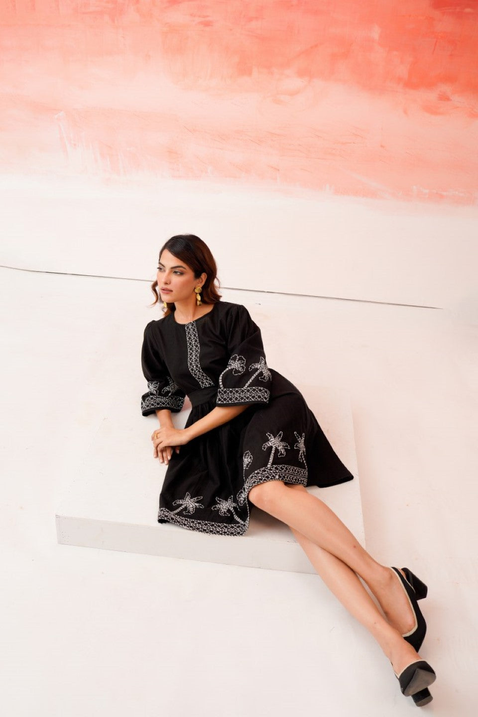 Tatva anchor embroidery cotton dress