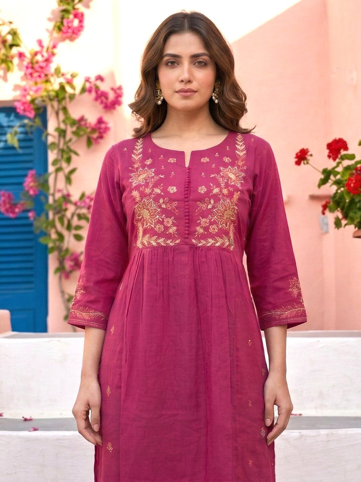 Chandri Blush Embroidered Kurta Pant Set