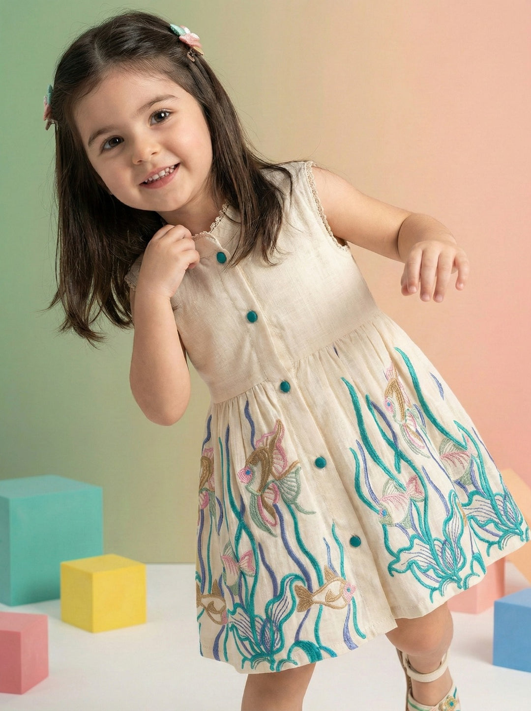 Joy marine embrodiery cotton Dress