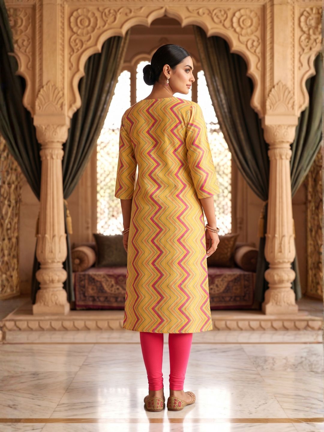 Palki Apricot Printed Work Kurta