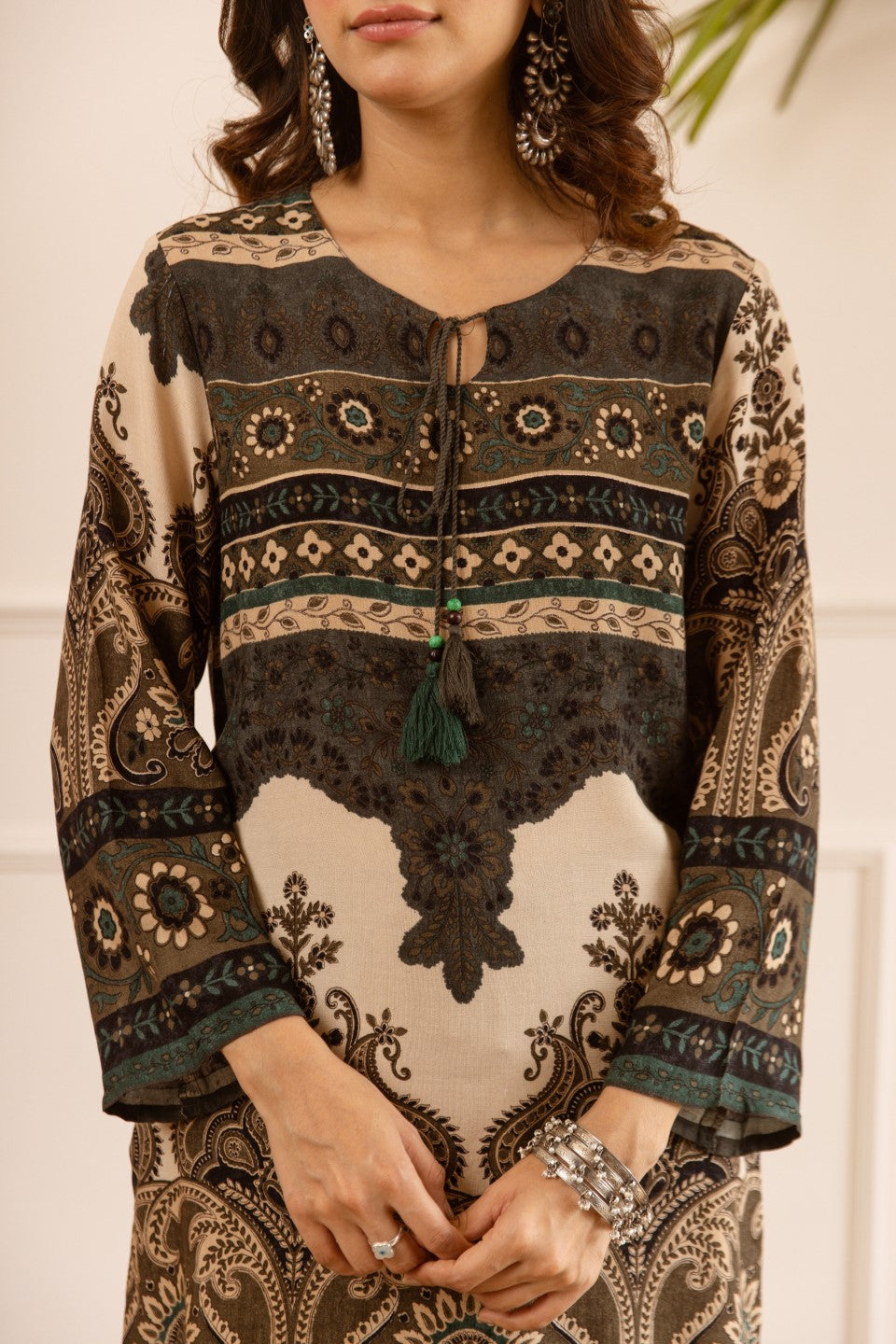 Karen vintage printed cotton kurta pant set