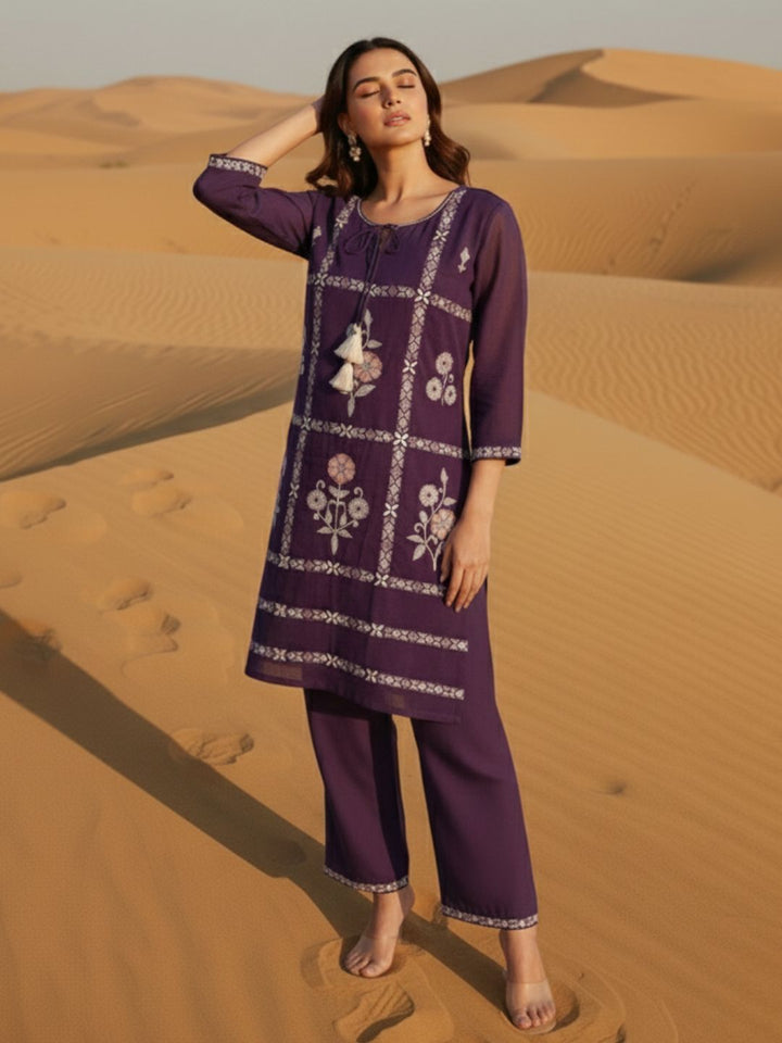 Parikrama Orchid embroidery co-ord set