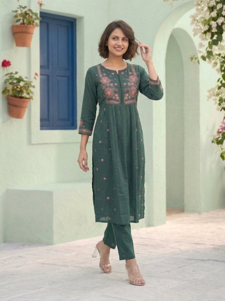 Chandri Myrtle Embroidered Kurta Pant Set