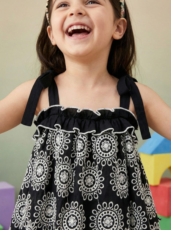 Joy Onyx schiffli cotton kids dress