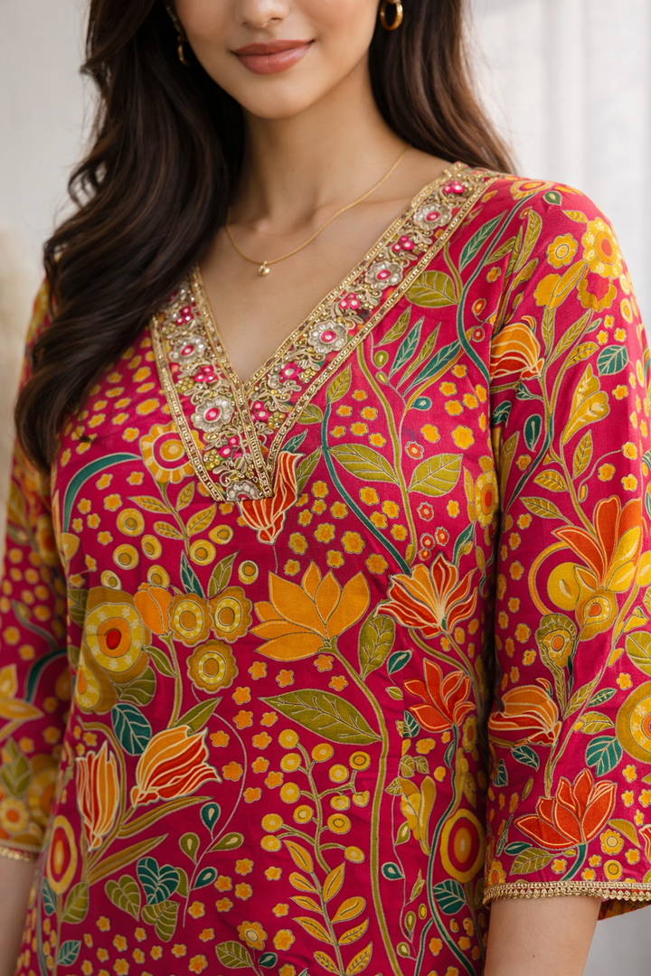 Barnali Cherry Printed Work Kurti