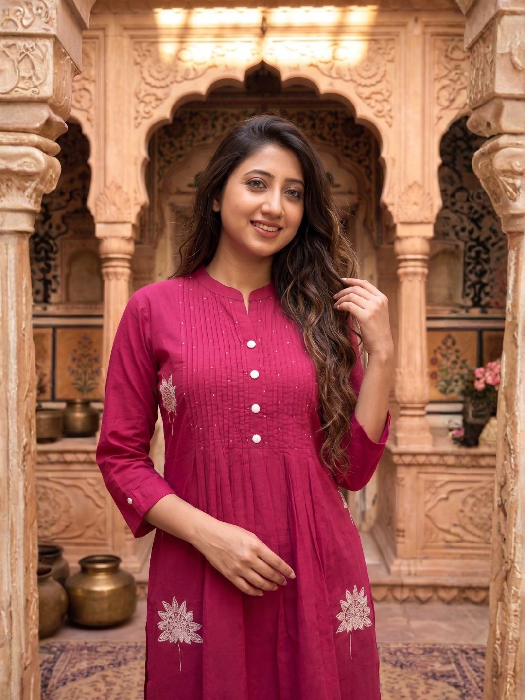 Nabha Rose Embroidered Kurta Pant Set