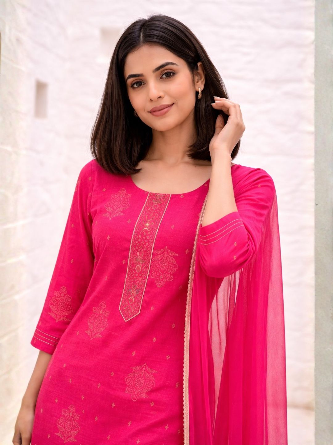 Shanti Raspberry Work Suit Set
