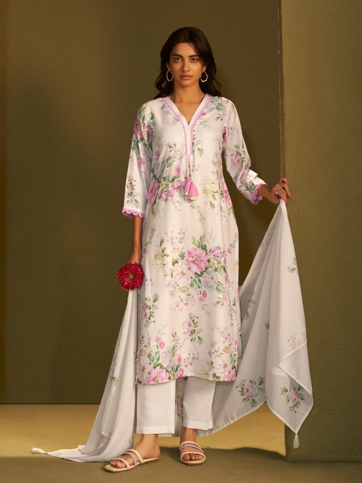 Itrh peony cotton linen suit set