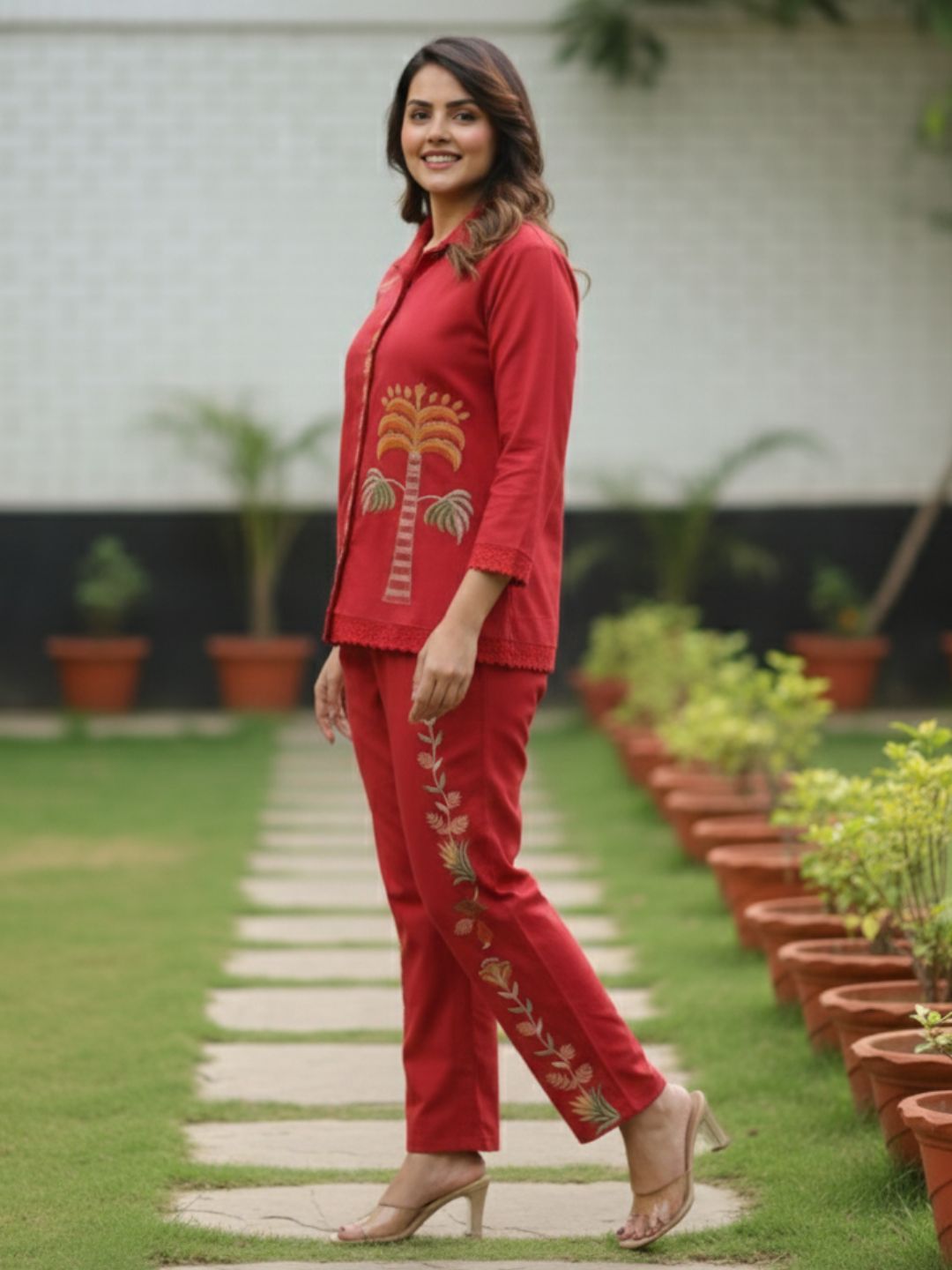 Hopipola Crimson Embroidery Co-ord Set
