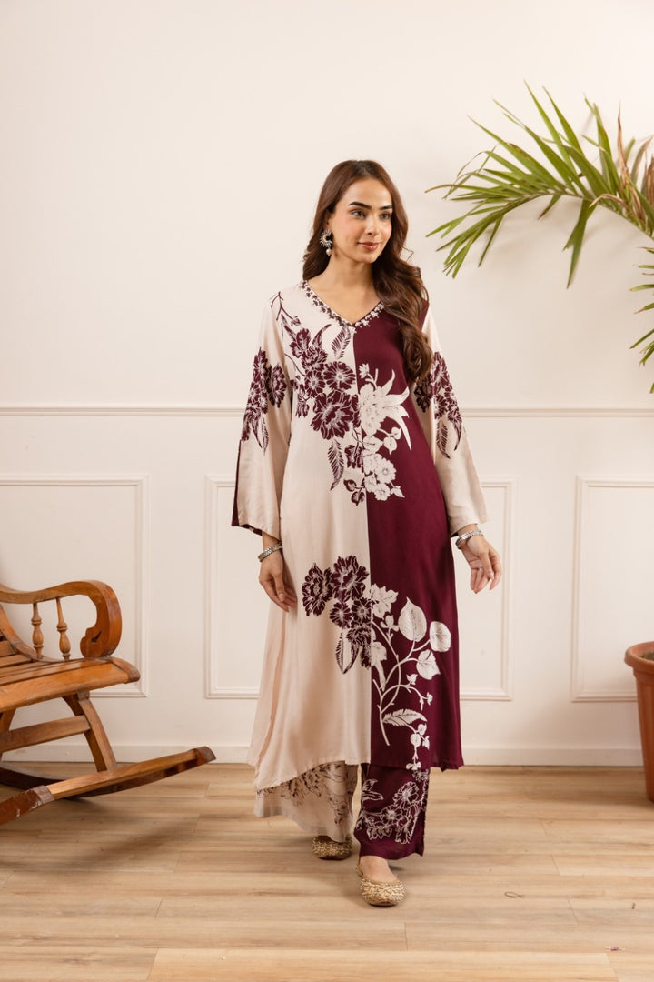 Karen mahagony printed cotton kurta pant set