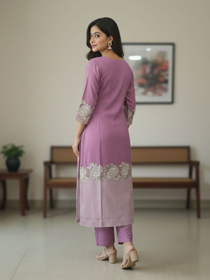 Reet Lavender Printed Work Suit Set