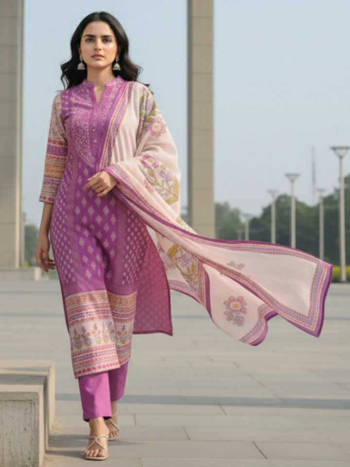 Shanti Orchid Printed Suit Set
