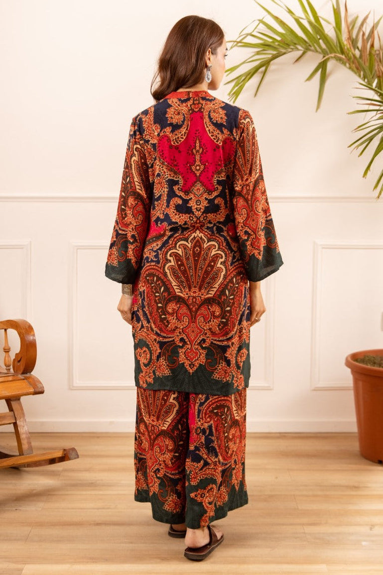 Karen cardinal printed cotton coord set