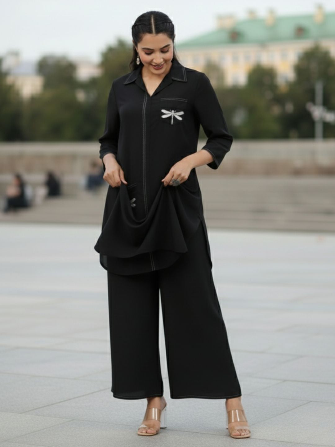 Jayti onyx Butterfly Cotton Co-ord Set