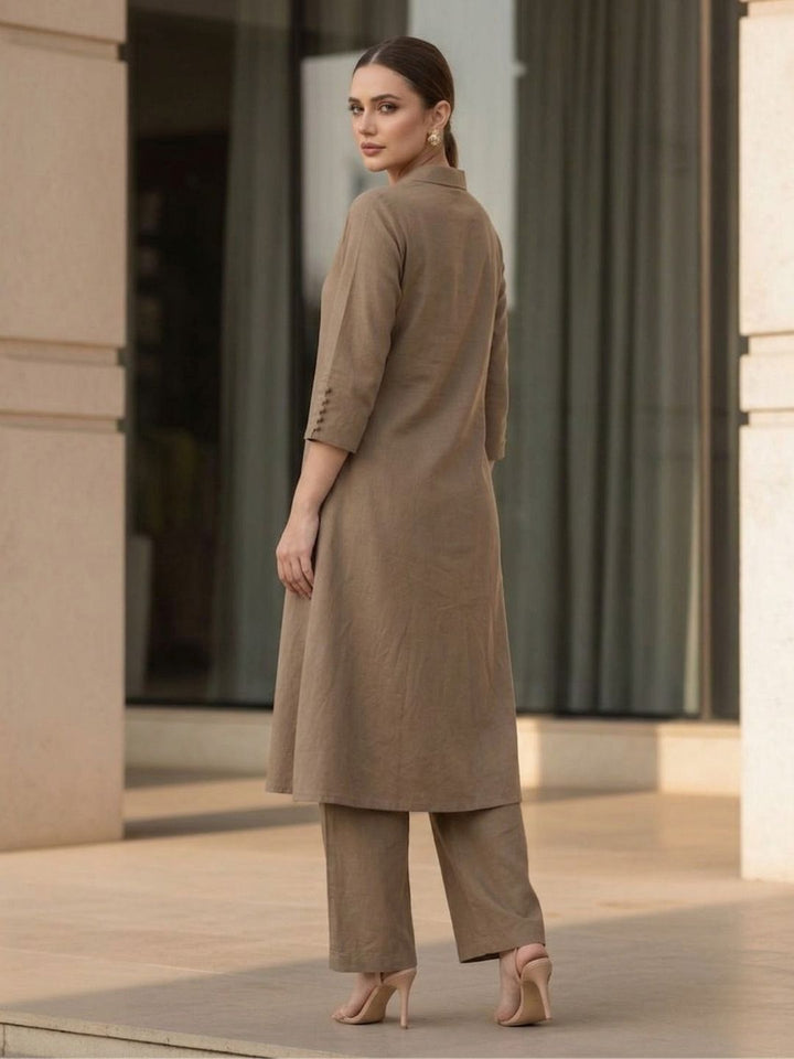Sargi russet embroidery cotton kurta pant set