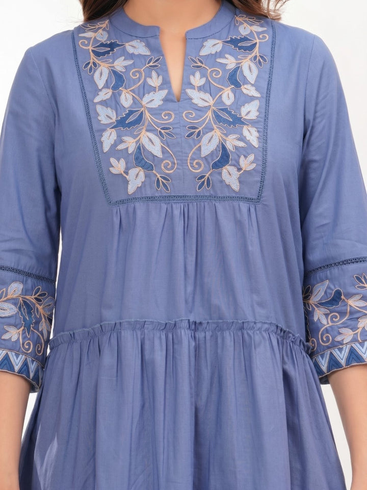 Slopi Spruce Embroidery Cotton Dress