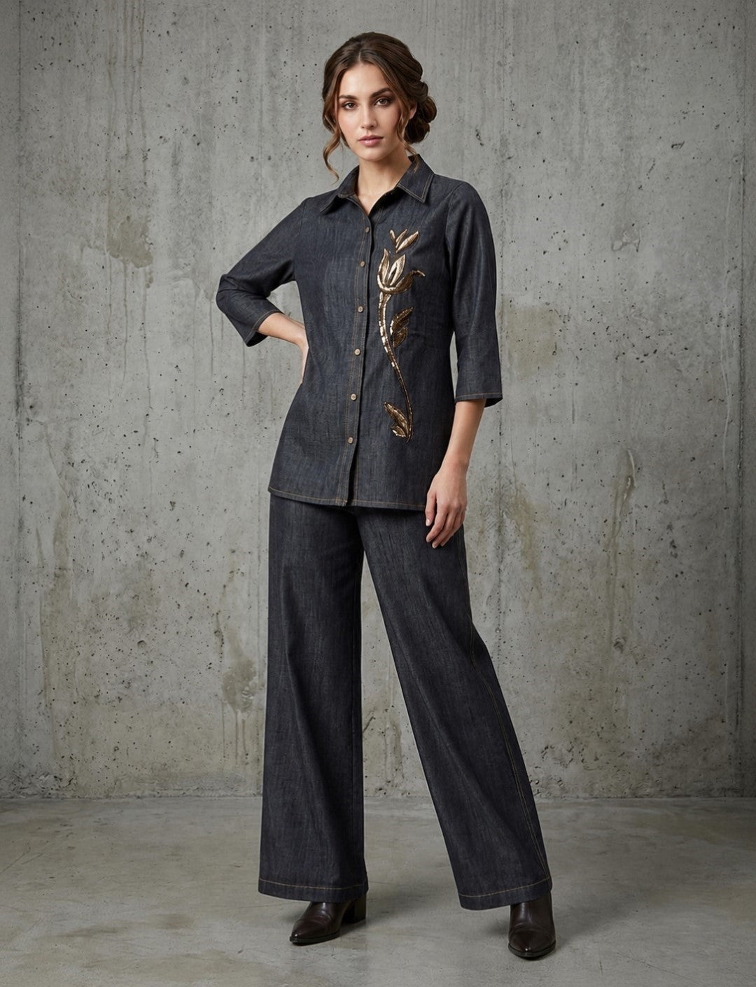 Prisha Trout handwork denim co-ord set