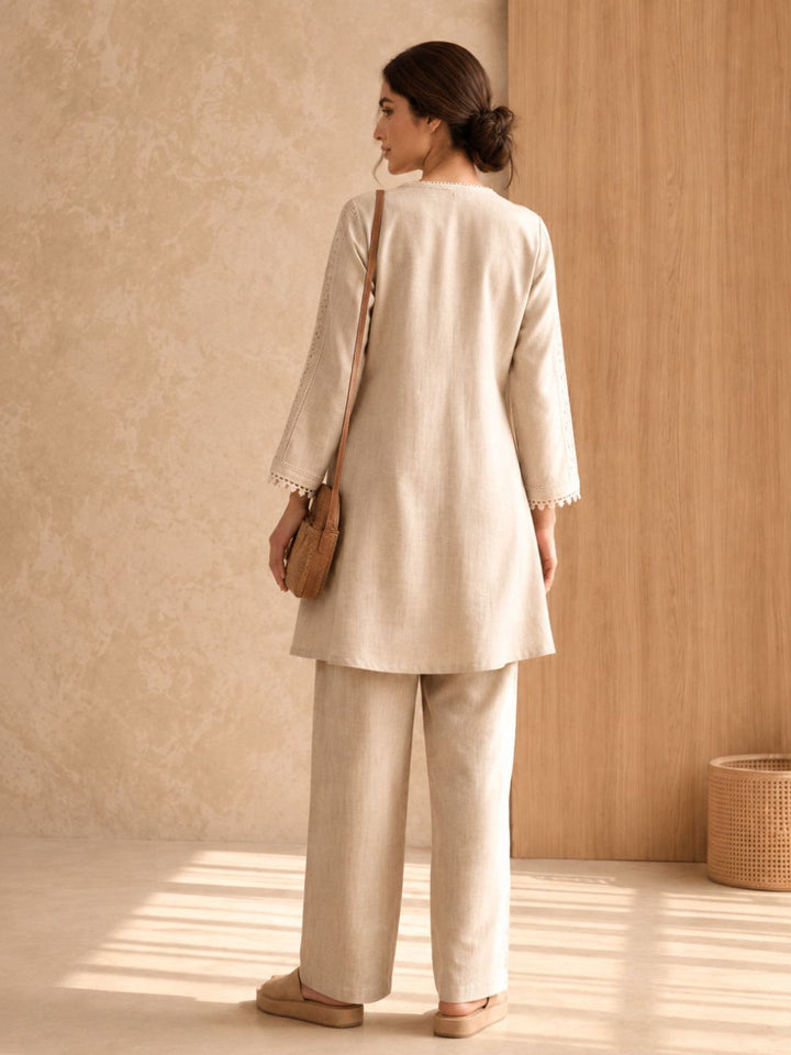 Sushi tan Embroidery Co-Ord set
